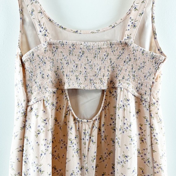American Eagle Squareneck Floral Slip Mini Dress Smoked Back Pink Medium - Picture 14 of 15